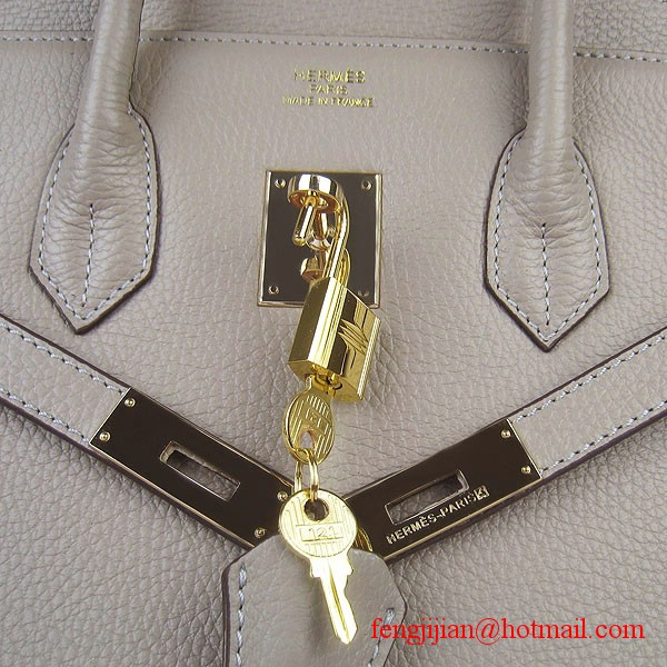 Hermes 35cm Embossed Veins Bag Grey Gold Hardware 6089